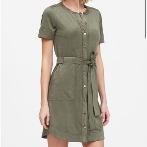 Banana Republic green Vegan Suede Shirt Dress 2
